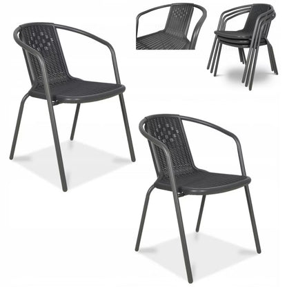 Havebordsstol Simple Grafit Stål Sæt af 2
