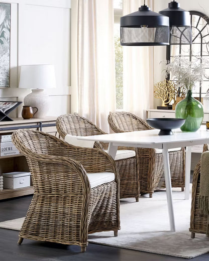 Havebordsstol Susua 2 Stk. Rattan Natur med Hynder