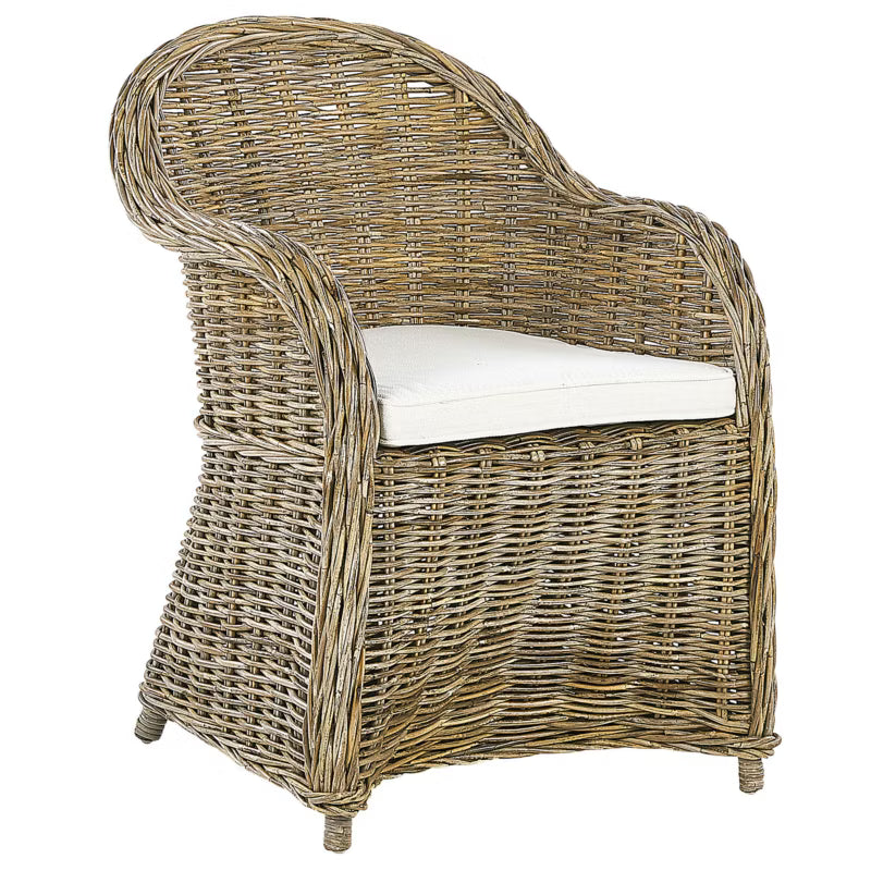 Havebordsstol Susua 2 Stk. Rattan Natur med Hynder