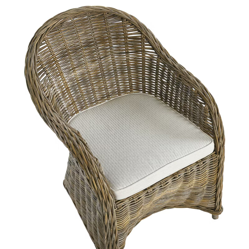 Havebordsstol Susua 2 Stk. Rattan Natur med Hynder