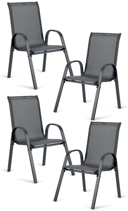 Havebordsstole 4 Stk. 53x73x93,5 cm Grå Stål