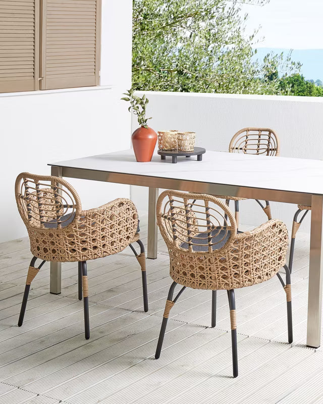 Havebordsstole Pratello 4 Stk. Natur Polyrattan