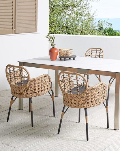 Havebordsstole Pratello 4 Stk. Natur Polyrattan