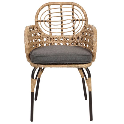 Havebordsstole Pratello 6 Stk. Natur Polyrattan med Hynder