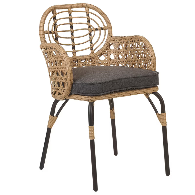 Havebordsstole Pratello 6 Stk. Natur Polyrattan med Hynder