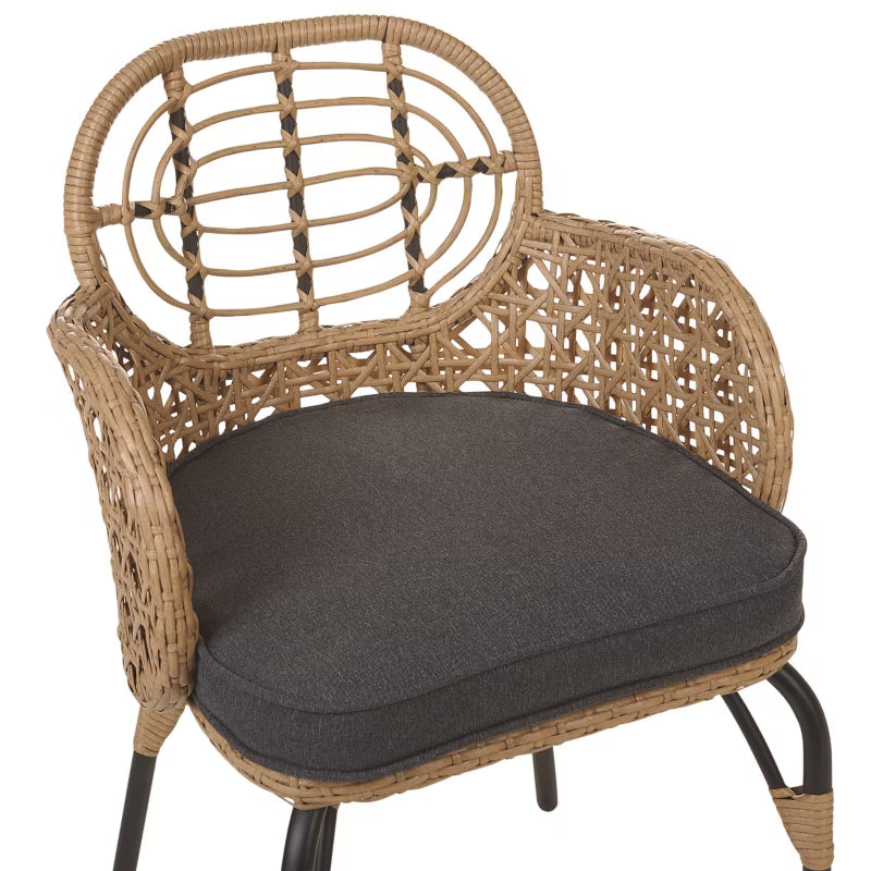 Havebordsstole Pratello 6 Stk. Natur Polyrattan med Hynder