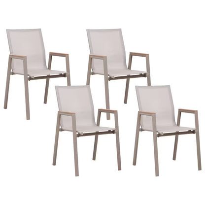 Havebordsstole Tiano 4 Stk Stabelbare Aluminium