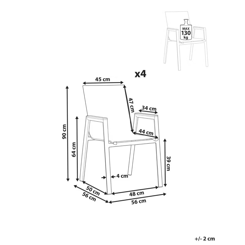 Havebordsstole Tiano 4 Stk Stabelbare Aluminium
