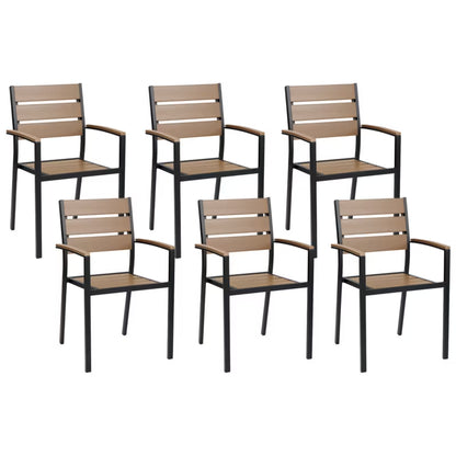 Havebordsstole Vernio 6 Stk. Brun og Sort