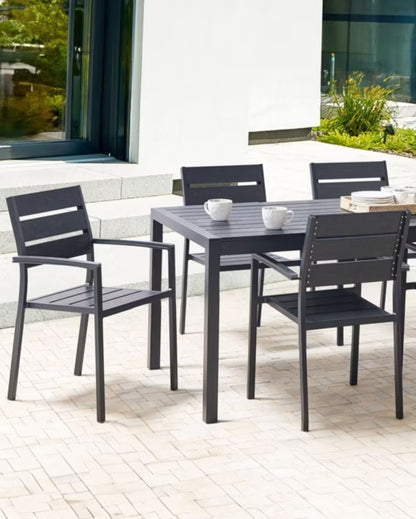 Havebordsstole Vernio 6 Stk. Sort Aluminium