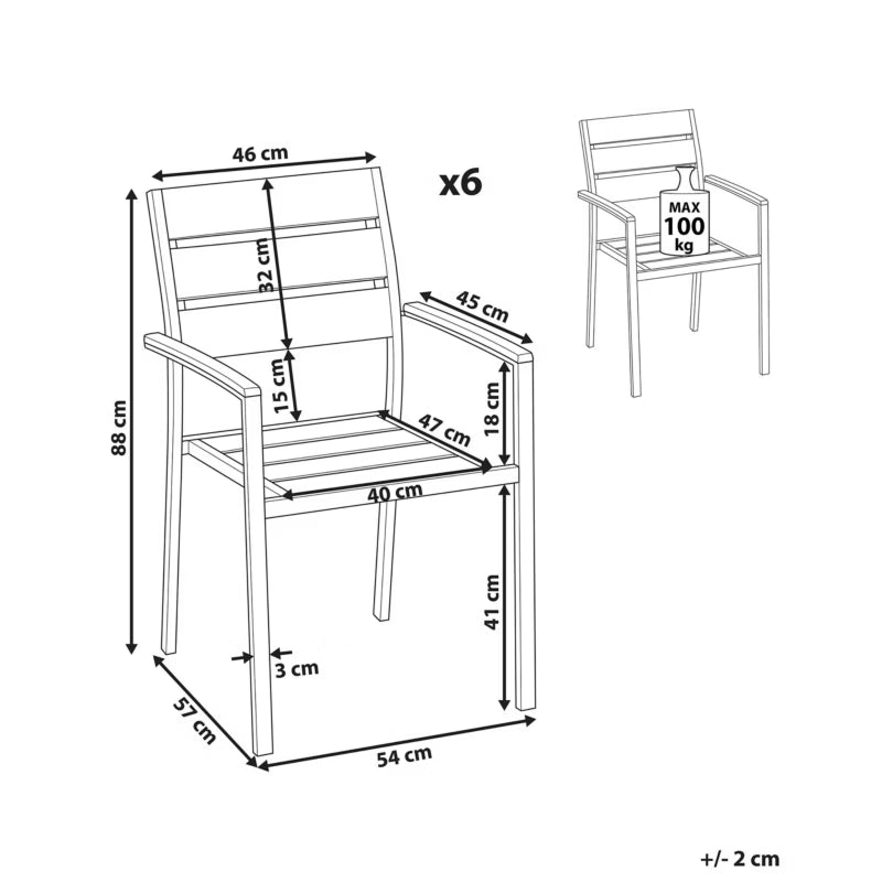 Havebordsstole Vernio 6 Stk. Sort Aluminium