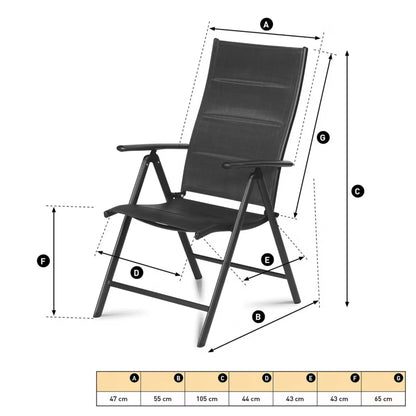 Havebuestol FDZN 5016 55x47x105 cm Sort Aluminium