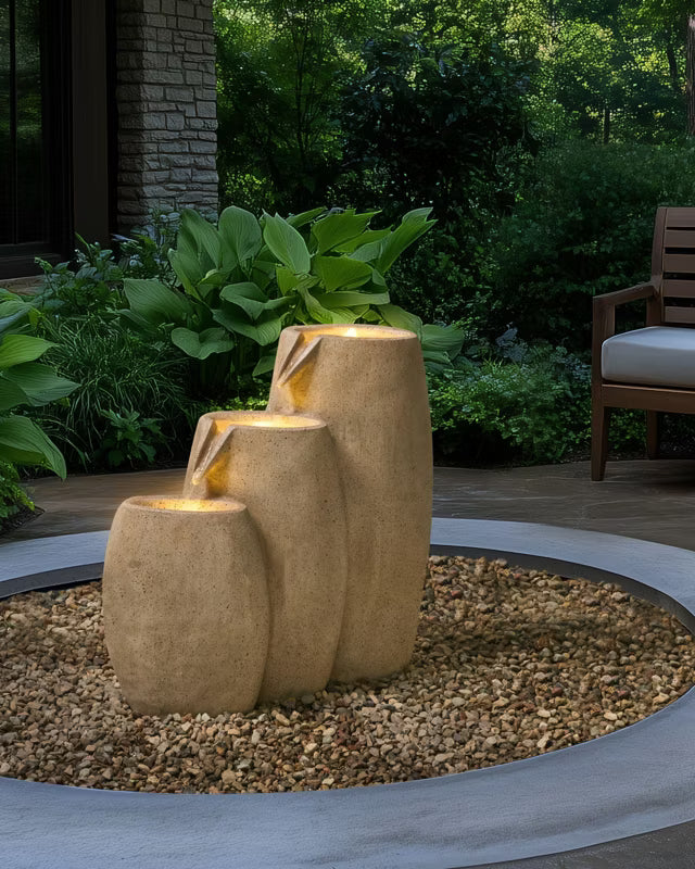 Havefontæne Arkle 63x28x70 cm Beige med LED
