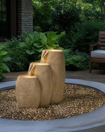 Havefontæne Arkle 63x28x70 cm Beige med LED