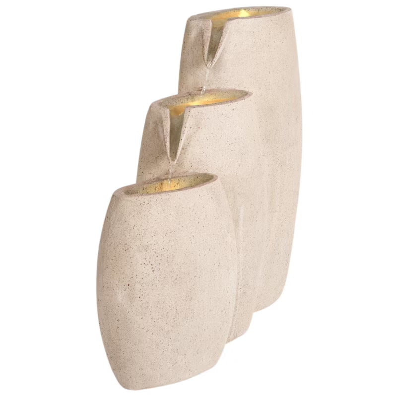 Havefontæne Arkle 63x28x70 cm Beige med LED