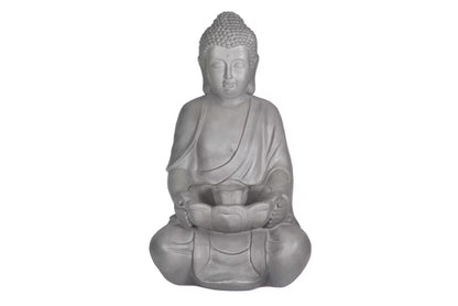 Havefontæne Big Budda 37x42x71 cm Grå med LED