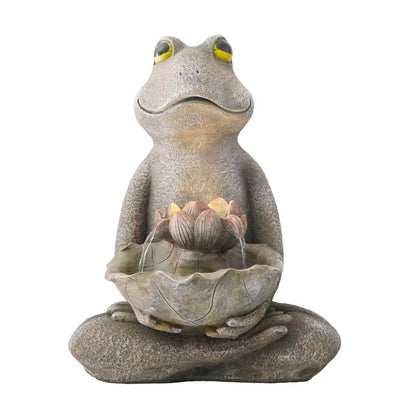 Havefontæne Frø med Skål 47 cm Beige