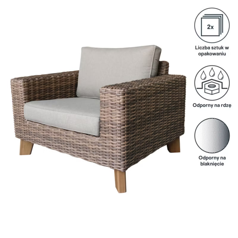 Havefotele Takutea 103x89 cm Brun 2 Stk.