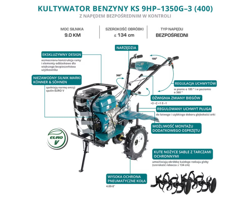 Havefræser Benzin 9 HK 134 cm KS 9HP-1350G-3 (400)