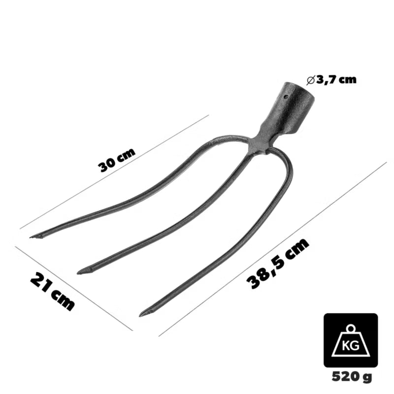 Havegreb 3 Tænder 38,5x21 cm Stål Uden Skaft