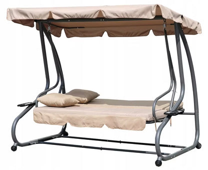 Havegynge 3-Personers 200x120 cm Beige med Liggefunktion
