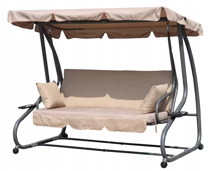 Havegynge 3-Personers 200x120 cm Beige med Liggefunktion