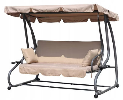 Havegynge 3-Personers 200x120 cm Beige med Liggefunktion