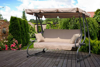 Havegynge 3-Personers 200x120 cm Beige med Liggefunktion