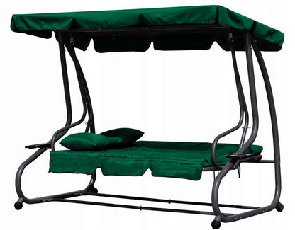 Havegynge 3-Personers 200x120 cm Grøn med Liggefunktion