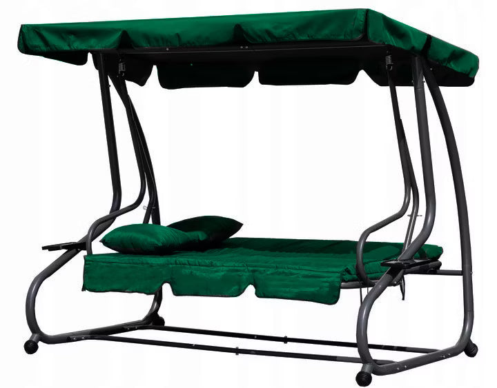 Havegynge 3-Personers 200x120 cm Grøn med Liggefunktion