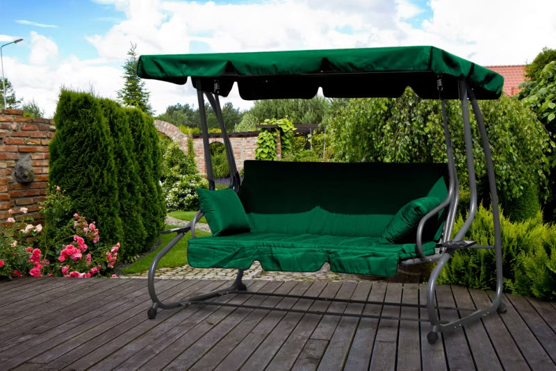 Havegynge 3-Personers 200x120 cm Grøn med Liggefunktion