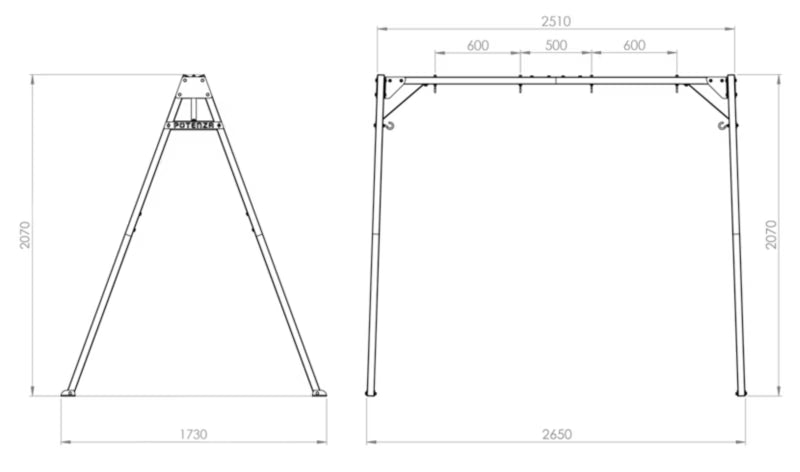 Havegynge Dobbelt 265x173x207 cm Grafit Grå med Fugleredegynge