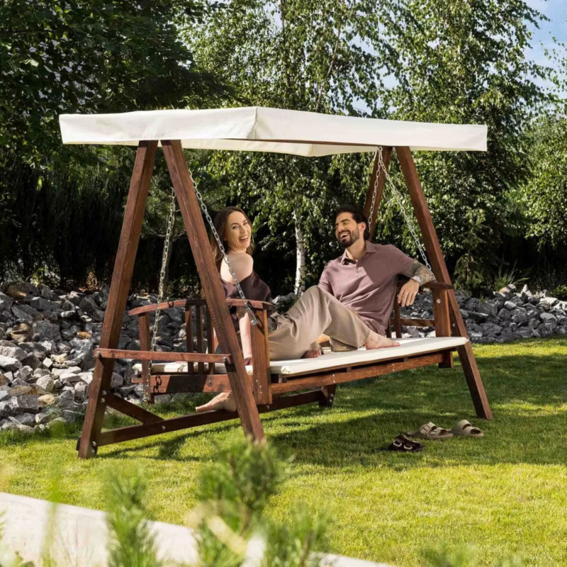 Havegynge Estri 237x126x185 cm Cremefarvet Træ