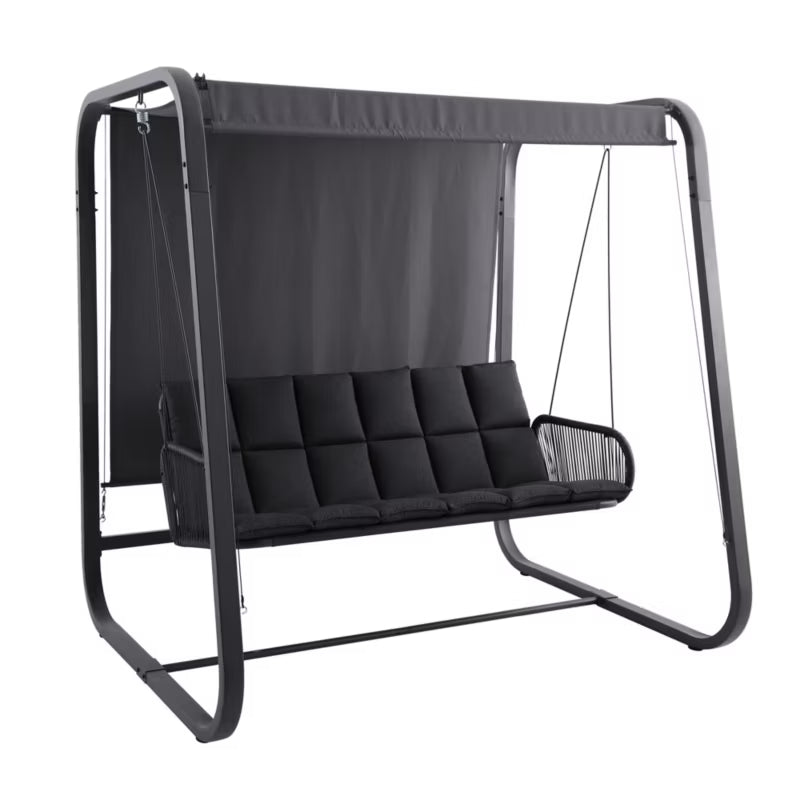 Havegynge London 191 cm Sort med Solafskærmning