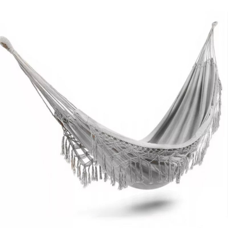 Havehængekøje Boho 200x80 cm Lysegrå med Makramé