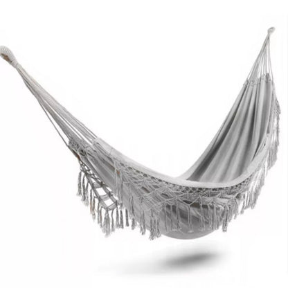 Havehængekøje Boho 200x80 cm Lysegrå med Makramé