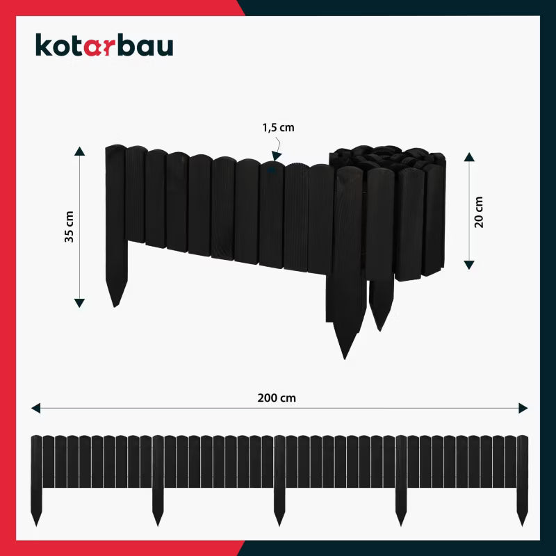 Havehegn 200x20 cm Antracit Træ