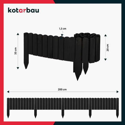 Havehegn 200x20 cm Antracit Træ