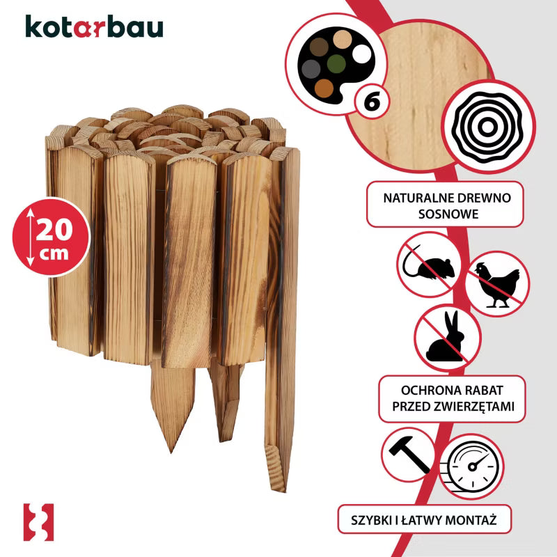 Havehegn 200x20 cm Brændt Træ