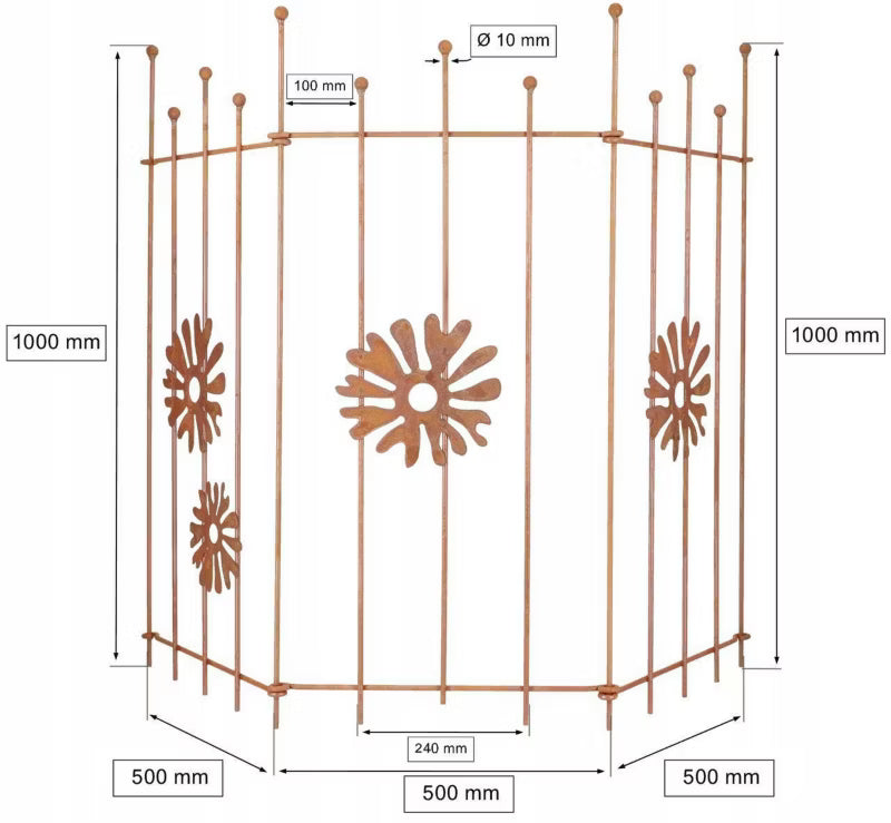 Havehegn Metal 100 cm Rust