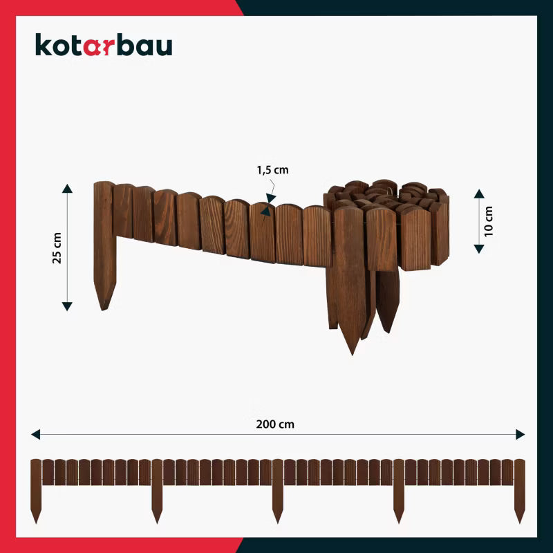 Havehegn Træ 200x10 cm Brun