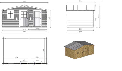 Havehus 5x3 m 28 mm Træ Natur