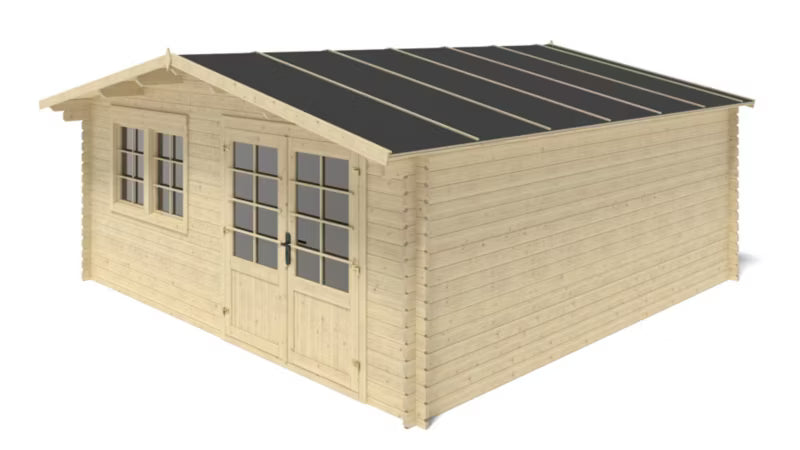 Havehus 5x5 m Træ 34 mm Natur