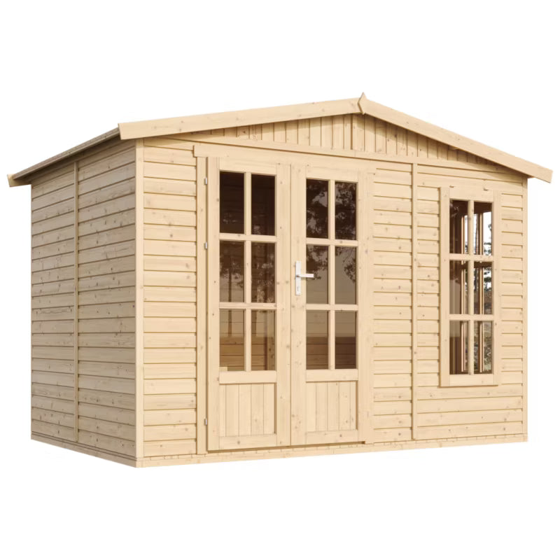 Havehus Træ M334FB 332x222 cm Natur 6 m²