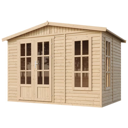 Havehus Træ M334FB 332x222 cm Natur 6 m²