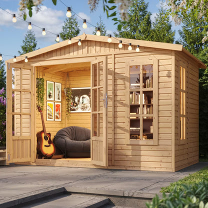 Havehus Træ M334FB 332x222 cm Natur 6 m²
