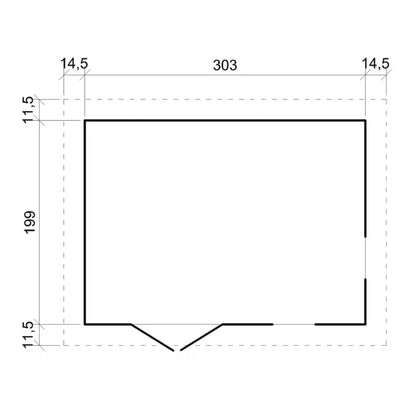Havehus Træ M334FB 332x222 cm Natur 6 m²