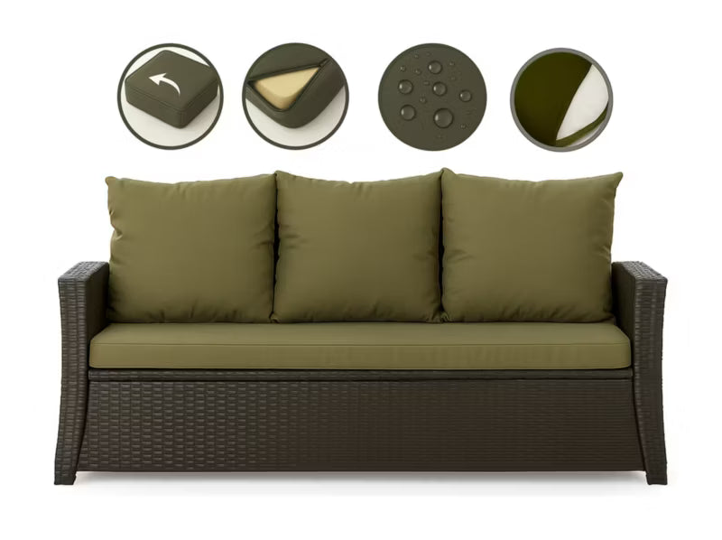 Havehynder til 3-Personers Rattan Sofa 160x60 cm Grøn