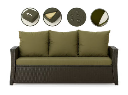 Havehynder til 3-Personers Rattan Sofa 160x60 cm Grøn