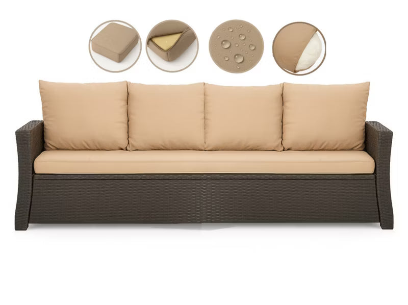 Havehynder til 3-Personers Rattan Sofa 180x60 cm Beige